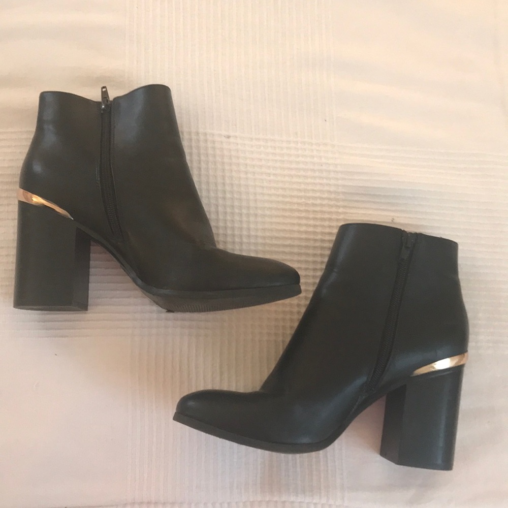 Gold accent black booties